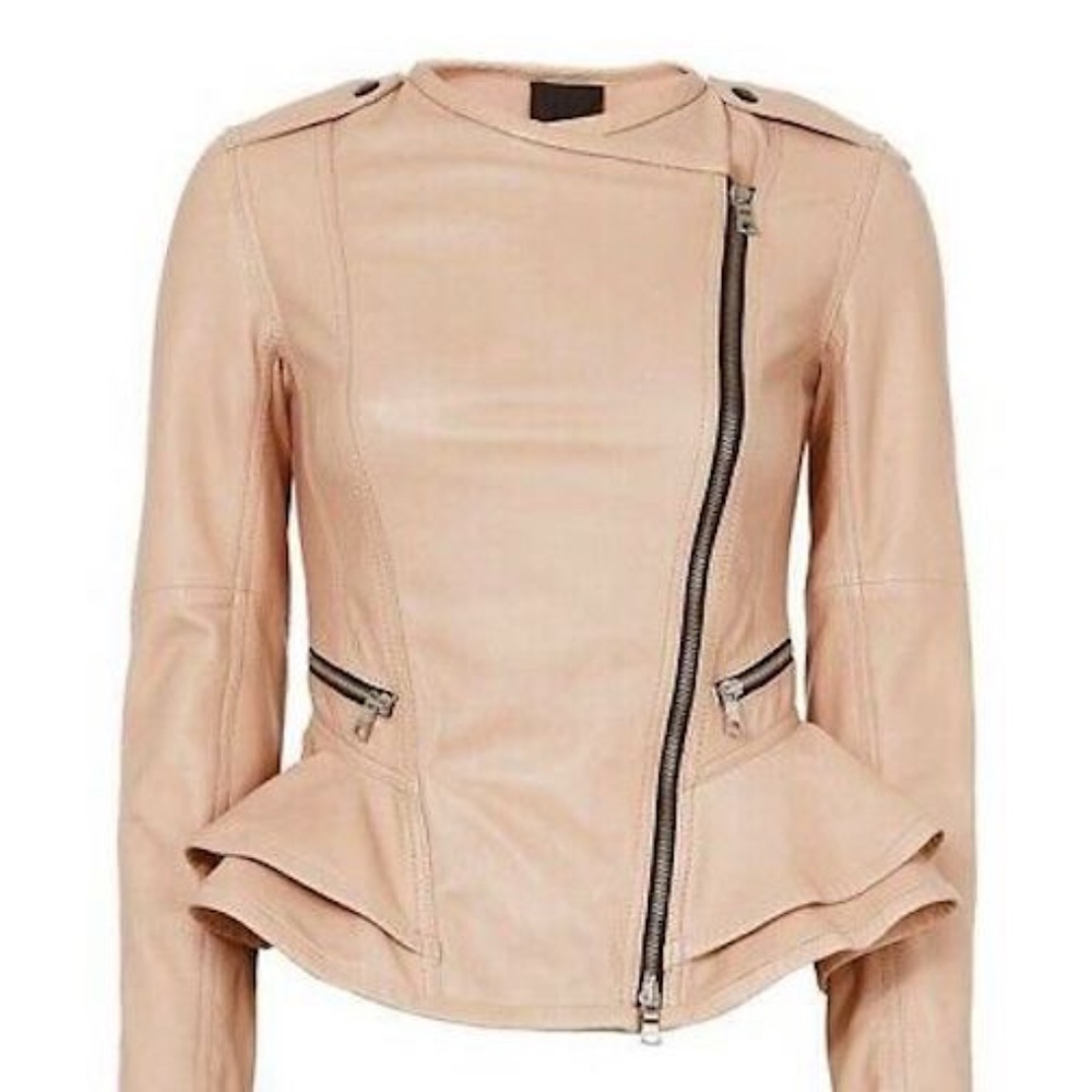 Marissa Webb Lamb Leather Shane Peplum Jacket - Picture 1 of 13